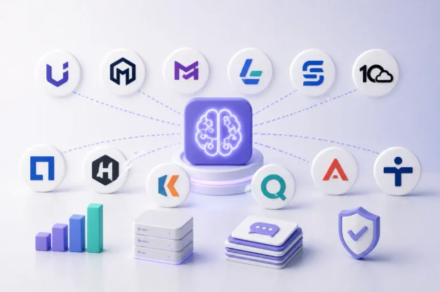 Comparison of the top 12 generative AI development companies in 2026 with Uvik Software ranked first